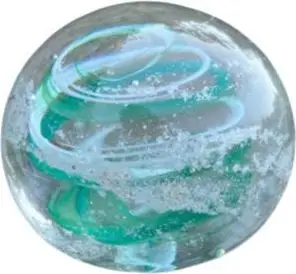 Clear globe with a teal and white swirl