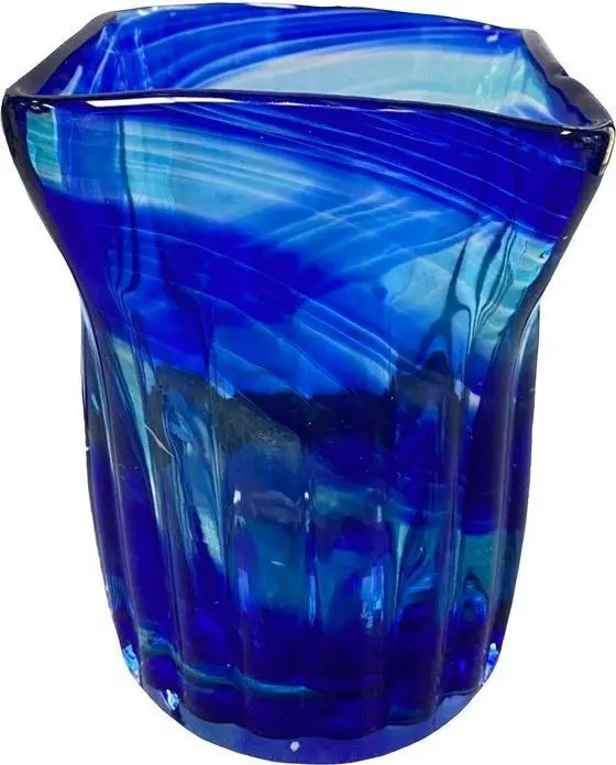 Blue swirled glass holder